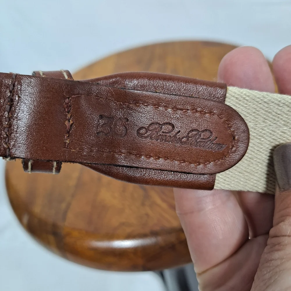 Brooks Brothers Leather And Woven Nautical Belt